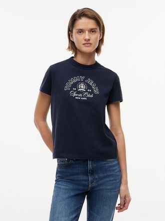 Tommy Hilfiger Womens Tommy Jeans Sports Club Logo T-Shirt - Navy - XL