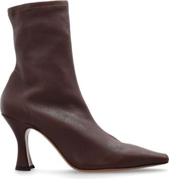 Neous Gehakte enkellaarsjes Ran - Dames - Laarzen met Hak - Bruin - 38 1/2 EU - Leer - Schoenen