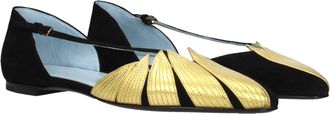 Valentino Garavani Womens Black Leather Flat Sandals