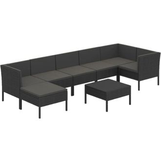 vidaXL 8 Pcs Garden Lounge Set Con Vime Pe Negro