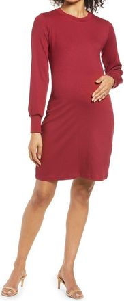 Savi Mom Sochi Long Sleeve Maternity Dress in Burgundy at Nordstrom, Size X-Small