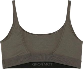 Tom Ford Womens Scoop-Neck Top Military Green Modal Tops