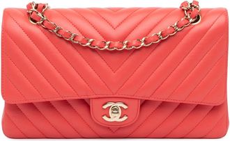 Chanel Hobo Bags - 2019 Medium Classic Chevron Lambskin Double Flap - Gr. unisize - in Rot - für Damen