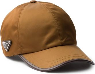 Prada Cappello da baseball con placca logo - Marrone