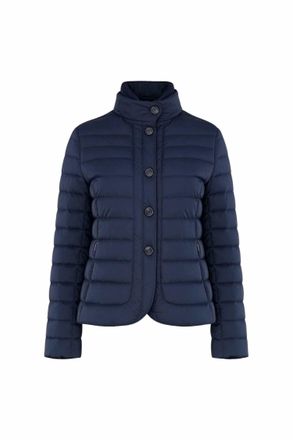 Moorer Womens Stand Collar Short Down Jacket In Blue