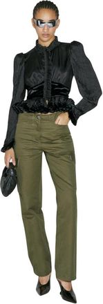 Paco Rabanne Twill Cargo Broek - Dames - Straight fit broeken - Groen - 2XS - Broeken