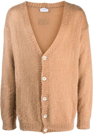 Family Fir$t Milano V-neck knitted cardigan - men - Kid Mohair/Polyamide/Acrylic - M - Neutrals