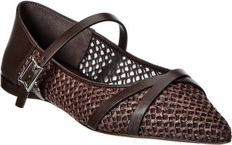 Max Mara Straw & Leather Flat