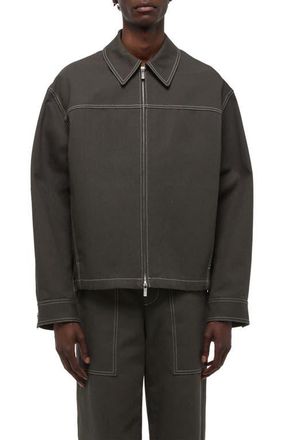 Helmut Lang Topstitch Detail Cotton Carpenters Jacket in Graphite at Nordstrom, Size Xx-Large