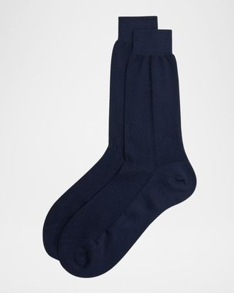Brioni Mens Sea Island Cotton Jacquard Crew Socks