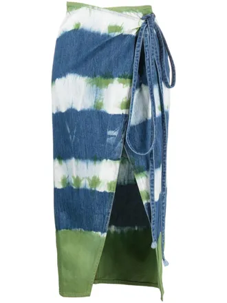 Alanui Magic Journey denim wikkelrok - Blauw