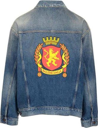 Balenciaga Back Emblem Patch Denim Jacket Blue 697781TBP484455