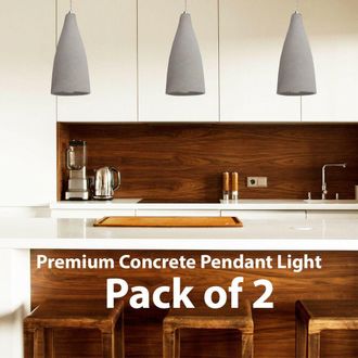 Loops 2x Concrete Ceiling Pendant Light 240V Retro Grey Hanging LED Kitchen Lamp Kit