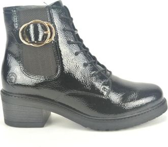 Remonte Zwart Kant Bootie - Dames - Veterlaarzen - Zwart - 37 EU - Schoenen