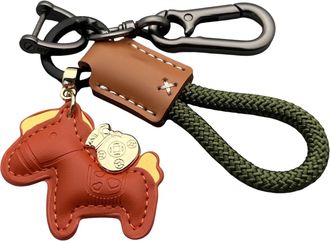 Generic Handmade Leather Horse Keychain Bag Charm, 2026 Year of The Horse Cute Animal Charm for Women Bag Handbags Wallet Keyring Car Accessories (F)