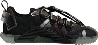 Dolce & Gabbana Mens Portofino Camouflage Sneakers - Black Cotton - Size EU 44.5