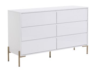 Pascal Morabito C&oacute;moda 6 cajones - MDF y metal - Blanco lacado y dorado - KORASA de Pascal Morabito