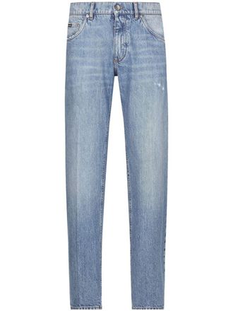 Dolce & Gabbana logo-embroidered jeans - Blue