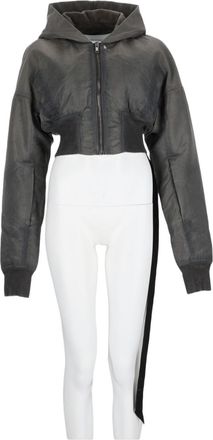 Rick Owens Charcoal Boxy Hooded Nylon Jacket