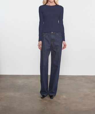 Enza Costa Supima Cotton New Classic Long Sleeve Tee In Midnight Blue