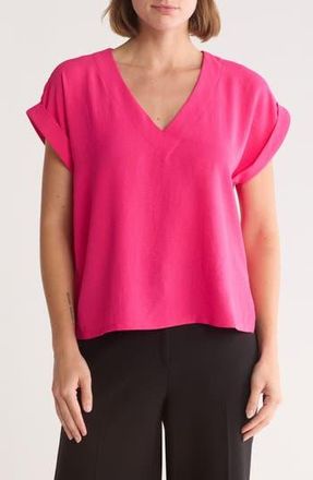 Bobeau Airflow V-Neck Top in Hot Pink at Nordstrom Rack, Size Small