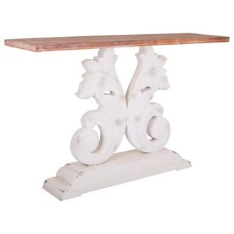 Wanderlust Deco Recibidor De Madera Tallada Blanco 150x40x90