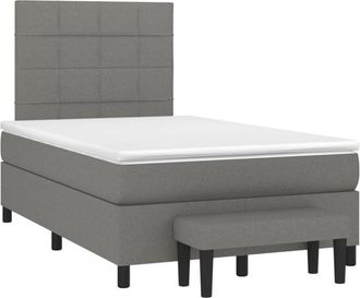 vidaXL Cama Box Spring Con Colch&oacute;n Tela Gris Oscuro 120x200 Cm Vidaxl