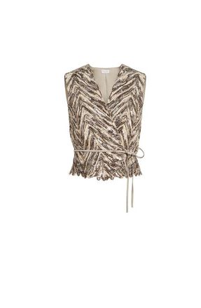 Brunello Cucinelli Dazzling chevron embroidery vest in Brown at Nordstrom, Size X-Small Eu