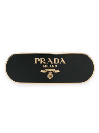 Prada logo-print hair clip - women - Metal - One Size - Gold