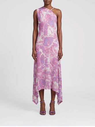Versace Jeans Couture Abito midi monospalla in viscosa con stampa astratta