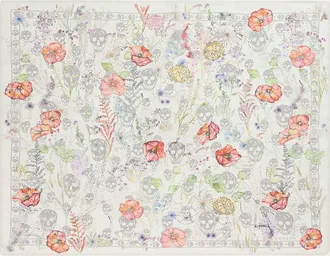 Alexander McQueen Skull & Spider Floral Silk Scarf