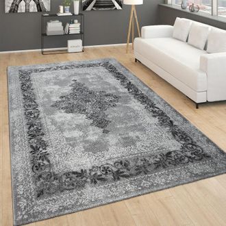 Paco Home Paco Home Alfombra Vintage Para Salón, Pelo Corto Con Diseño Oriental, Gris Jaspeado 200x290 cm