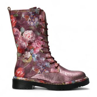 Laura Vita Laura Vita Incaso-18 Burgundy Floral Dames Gothic Victoriaanse Leren Hoge Laarzen