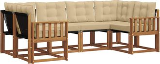 vidaXL Conjunto De Sof&aacute;s De Exterior 6 Uds. Natural Y Beige Vidaxl