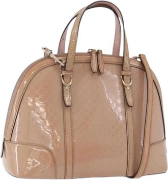 Gucci Pre-owned Vintage Patent Leather Micro GG Canvas Hand Bag - Dames - Vintage Handtas - Beige - ONE Size - Leer - Vintage