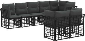 vidaXL Conjunto De Sof&aacute;s De Exterior Negro Poli&eacute;ster Vidaxl