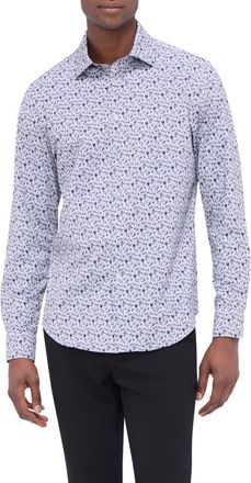 Bugatchi Jimmy OoohCotton Cocktail Print Button-Up Shirt in Zinc at Nordstrom, Size Xxx-Large