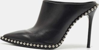 Alexander Wang Black Leather Eri Studded Pointed Toe Mules