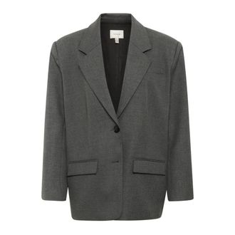 Gestuz Blazers, female, Gray, M, Dark Grey Melange Oversized Blazer