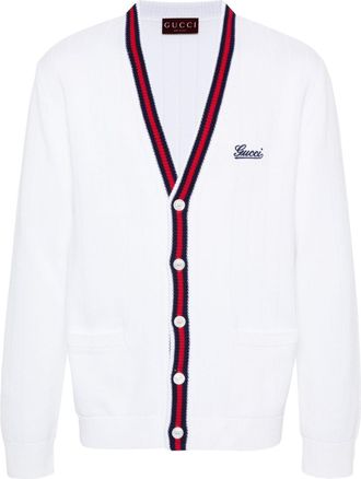 Gucci logo-embroidered cardigan - men - Cotton - M - White
