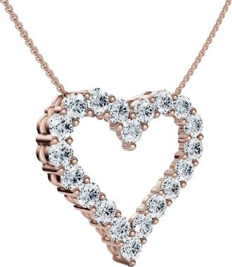 Pompeii3 1Ct Diamond Heart Pendant 14k Gold Lab Grown 3/4 Tall Necklace