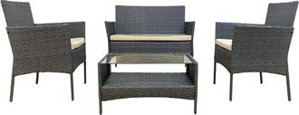 Mobili Rebecca Mobili Rebecca - Rebecca Mobili Sal&oacute;n De Exterior Conjunto De Muebles De Jard&iacute;n Con Cojines Acero Gris Polyrattan