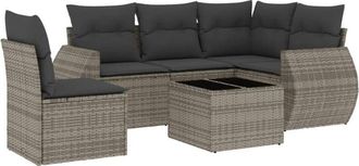 vidaXL Vidaxl - Set De Muebles De Jard&iacute;n 6 Pzas Y Cojines Rat&aacute;n Sint&eacute;tico Gris