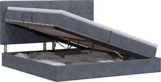 vidaXL Cama Con Almacenamiento Y Colch&oacute;n Gris Oscuro 200 X 200 Cm Vidaxl