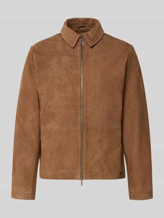 Fynch-Hatton Fynch-Hatton Jacke mit Zweiwege-Rei&szlig;verschluss und Kentkragen in Cognac, Gr&ouml;&szlig;e 3XL