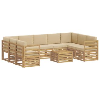 vidaXL Conjunto De Sof&aacute;s De Exterior 10 Uds. Y Beige Poli&eacute;ster Vidaxl