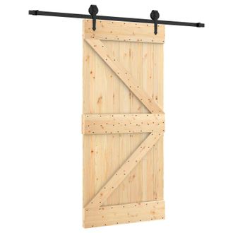 vidaXL Puerta Corredera Natural Y Negro 95 X 210 Cm Vidaxl