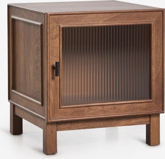 Sklum Pack De 2 Mesitas De Noche 45x45 Cm En Madera De Mango Y Vidrio Ildara Sklum