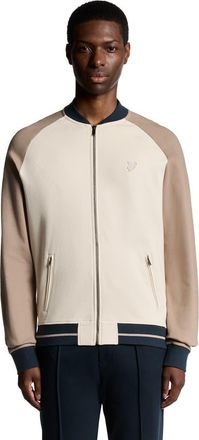 Lyle & Scott Interlock Contrast Raglan Bomber Jacket in Cobblestone at Nordstrom, Size Xx-Large
