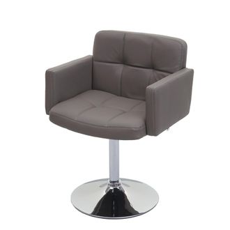 Hhg Hhg - Silla De Comedor Orlando, Silla De Cocina Silla Giratoria, Imitaci&oacute;n De Cuero Cromado, Gris Topo